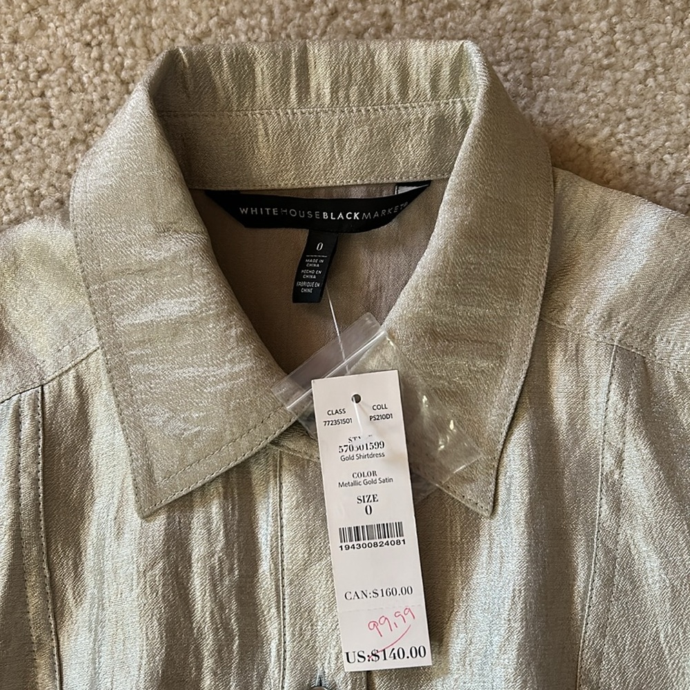 NWT WHBM Metallic Shirt Dress Sz 0 - Picture 7 of 15